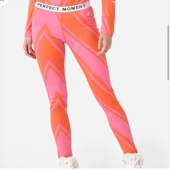 NEW Perfect Moment Thermal SET Azalea Pink and Orange Chevron Print Size Large - Picture 5 of 14